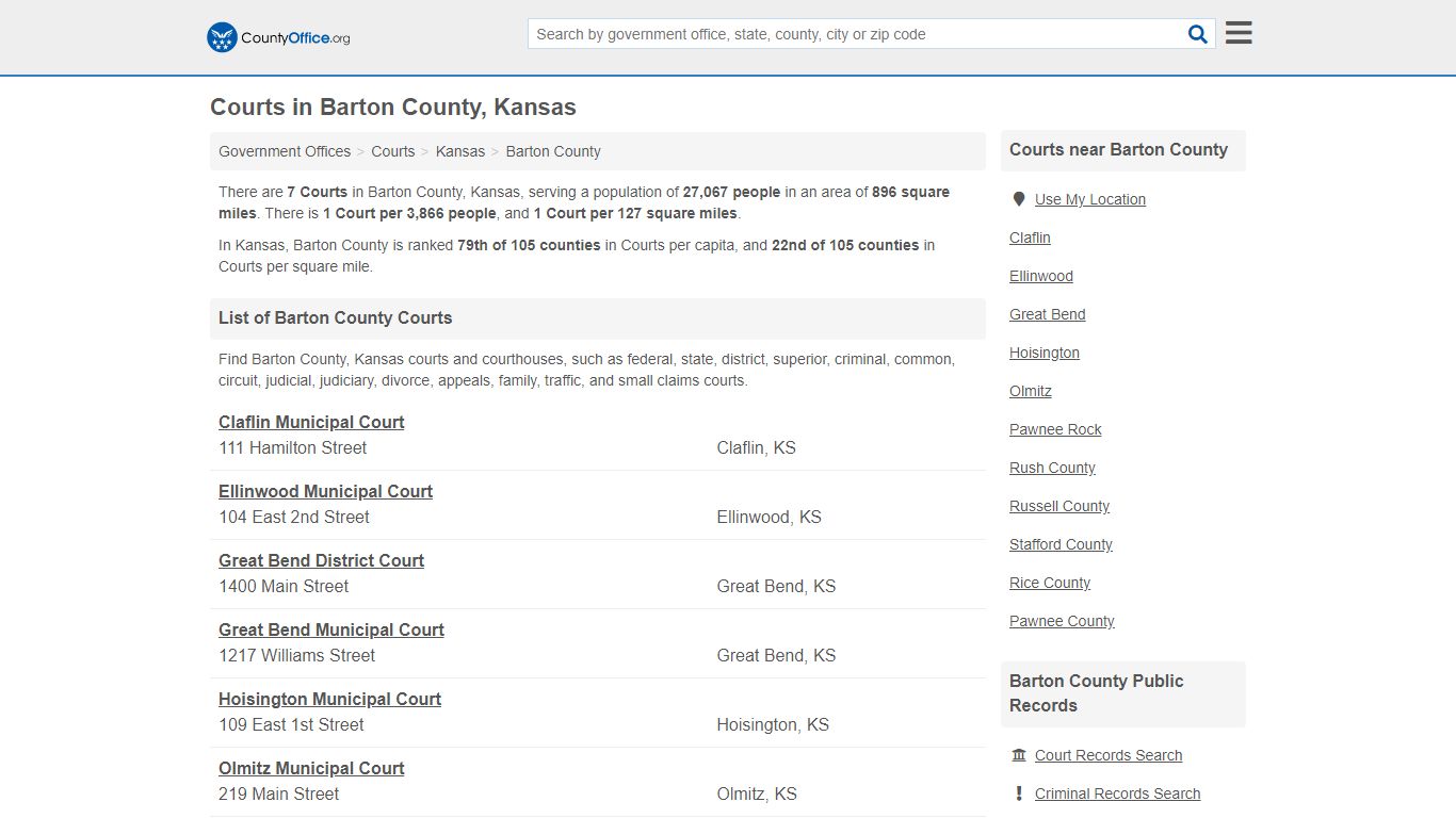 Courts - Barton County, KS (Court Records & Calendars)